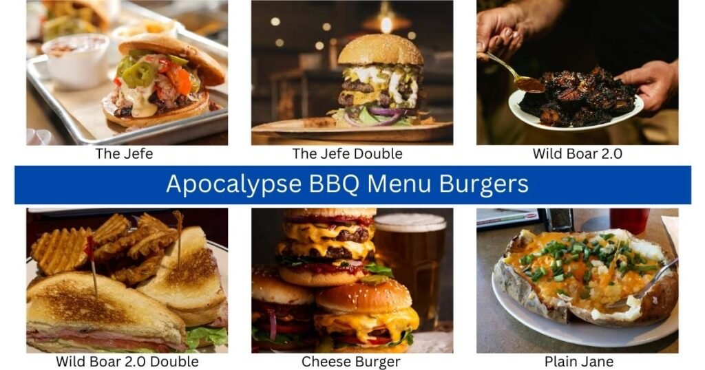 Apocalypse BBQ Menu Burgers